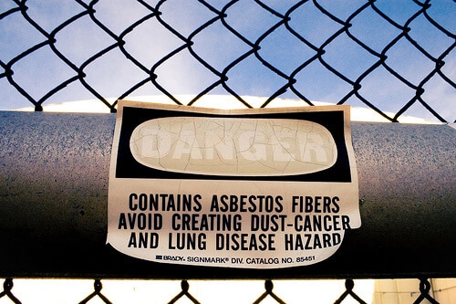 Danger sign about Asbestos Hazard
