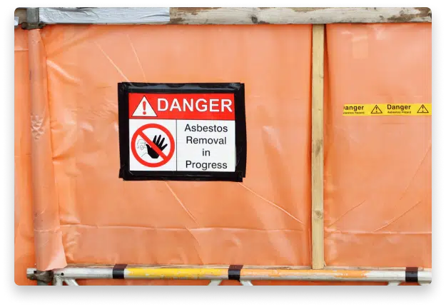 Danger: Asbestos Removal in Progress sign post