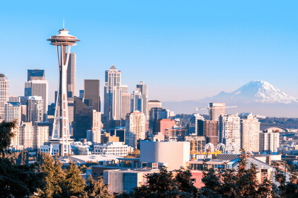 Seattle Skyline with Mount Ranier in the Background
