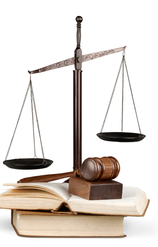scales of justice on top of law books