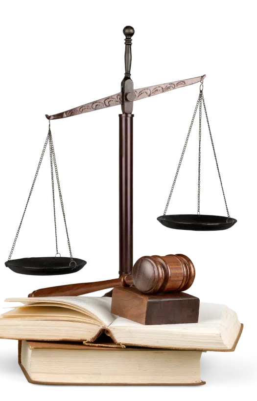scales of justice on top of law books