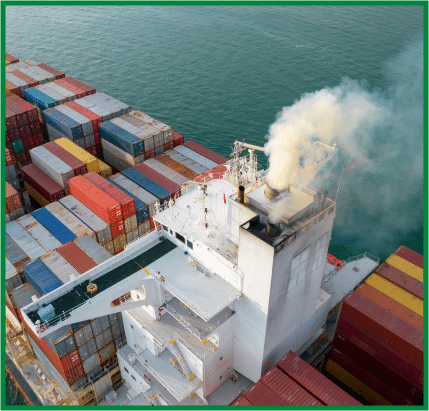 aerial view of a cargo ship