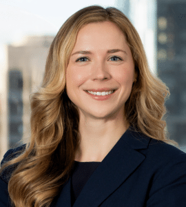Professional headshot of Meg Price, Associate Attorney at Bergman Oslund Udo Little
