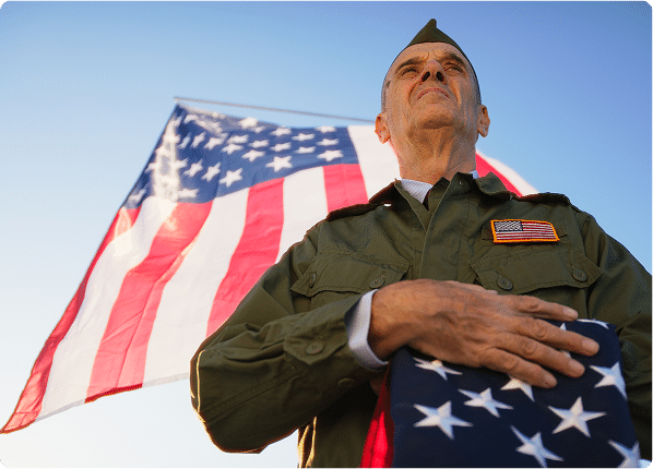veteran holding flag