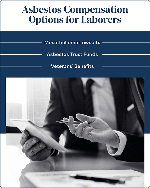 infographic of asbestos compensation options for laborers